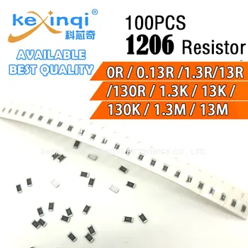 100 шт./лот SMD 1206 Резистор 0,25 Вт 1/4 Вт сопротивление 0R Ом 0,13R 1,3R 13R 130R 1,3K 13K 130K 1,3M 13M