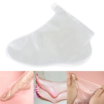 100шт Прозрачная Одноразовая Отшелушивающая Пластиковая маска для ног, вкладыш для ванны, покрытие для педикюра, спа-воск, сумка, Носок