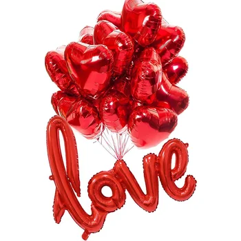 12ШТ Набор воздушных шаров Love Love на День Святого Валентина (с красной лентой) подходит для украшения Дня Святого Валентина, свадьбы, дня рождения