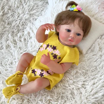18-дюймовая кукла Реборн Медоу, винил для всего тела, размер новорожденного ребенка, реалистичная мягкая на ощупь 3D кожа с видимыми венами, художественная кукла-игрушка для девочки