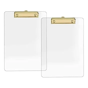 2 упаковки акрилового буфера обмена с золотым зажимом, размер письма 8.8X12.2 формата А4, школьные принадлежности и товары для дома, канцелярские принадлежности