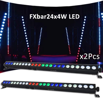 2 шт./лот 24x4W RGBW 4в1 светодиодная подсветка для мытья стен Угол наклона DMX пикселей Устройство управления Подходит для дискотеки, вечеринки, ди-джея, бального зала, украшения бара