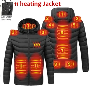2023NEW Мужские куртки с подогревом, уличное пальто, USB Электрическая батарея, куртки с капюшоном с длинными рукавами, теплая зимняя термоодежда