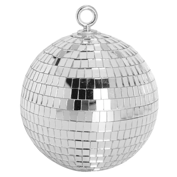 30-сантиметровый зеркальный шар для дискотеки, сценические зеркальные шары для вечеринок, Серебристые с подвесными кольцами Для танцев, Дня рождения, дома