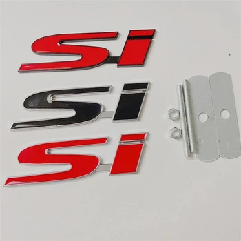 3D Металлический Красный Логотип Si Значок Передняя Решетка автомобиля Буквы на багажнике Наклейка для Honda Civic Эмблема Si Аксессуары для наклеек Jazz Accord Si