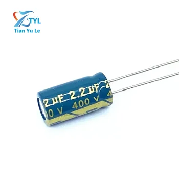 50 шт./лот 2,2 МКФ 400 В 2,2 МКФ алюминиевый электролитический конденсатор размером 6 *12 20%