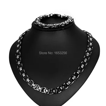 8 мм / 11 мм выберите плоскую византийскую цепочку из нержавеющей стали, ожерелье, браслет, Черный мужской модный ювелирный набор для РОЖДЕСТВЕНСКИХ подарков