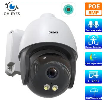 8MP 4K POE PTZ IP Камера Система Наружного Обнаружения Человека CCTV Камера Видеонаблюдения Цветного Ночного Видения 4MP iCSee IP Cam