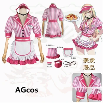 AGCOS My Dress-Up Darling Китагава Марин Официант Красная Горничная Косплей Костюм Китагава Марин Косплей Платья В стиле Лолиты