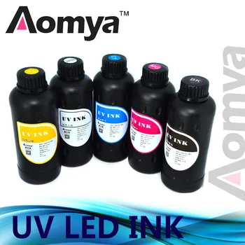 Aomya Led UV Ink 5x500 мл Настоящие УФ-чернила для печати на твердом материале Мощные чернила Белого/C/ K/M/Y цвета По желанию