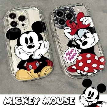 Disney Mickey Противоударный Силиконовый Прозрачный Чехол Для Телефона iPhone 14 13 12 11 Pro Max X XS XR 8 Plus С Защитой Объектива Задняя Крышка