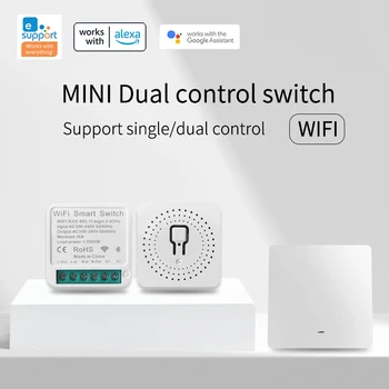 eWeLink WIFI Mini Smart Switch DIY 16A 2-Полосный Выключатель Управления Через Alexa Alice Google Home Tuya Smart Life Ewelink Cozylife Homeki