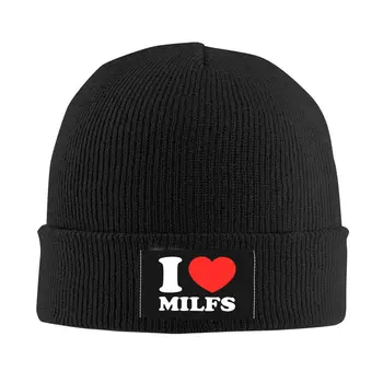 I Love Milfs Skullies, Шапочки, кепки, Унисекс, Зимняя теплая Вязаная шапка, Мужская, женская, Крутая, для взрослых, шапки-капоты, Лыжная кепка на открытом воздухе