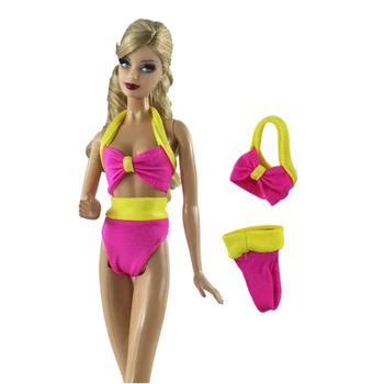 NK 1 комплект 1/6 Розовых подтяжек принцессы с разрезом, сексуальные купальники, Пляжный купальник для куклы Барби, аксессуары, Подарочная игрушка для девочки