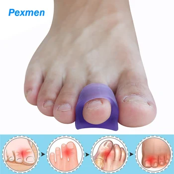 Pexmen 2шт Фиолетовый гелевый разделитель пальцев ног для перекрытия пальцев ног, Корректор выравнивания большого пальца стопы, Прокладка для ухода за ногами