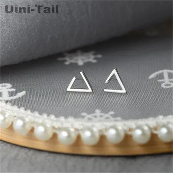 Uini-Tail горячие новые тибетские серебряные серьги с геометрическим треугольником из серебра 925 пробы, модные серьги с корейским простым темпераментом GN175