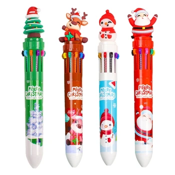 Y1UB Выдвижная Многоцветная Ручка Рождественская Шариковая Ручка для Студенческой Вечеринки Calss Reward Christmas Party Favor
