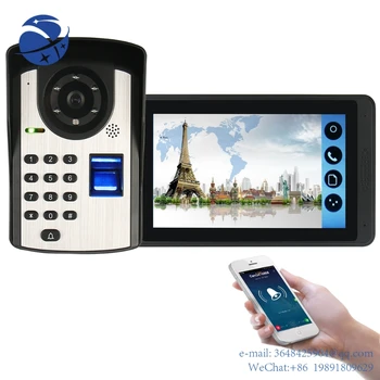 YYHC 7-дюймовый Монитор Wifi Беспроводной Домофон с отпечатками пальцев, видеодомофон для дома