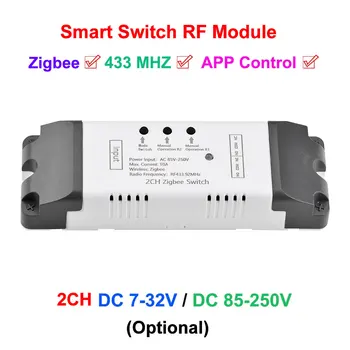 Zigbee Smart Switch 2-канальный Радиочастотный Модуль: Реле дистанционного управления WiFi - DC7-32V, AC85-250V - 3 Режима -433 МГц