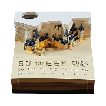 Блокнот для заметок с календарем Cube Castle LED 3D Блокнот для заметок Рождественский подарок на День Рождения