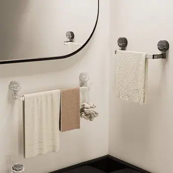 Вешалка для полотенец на присоске, неперфорированная для ванной комнаты, простая подвесная вешалка для полотенец, полка для унитаза, одинарный крючок, водонепроницаемый