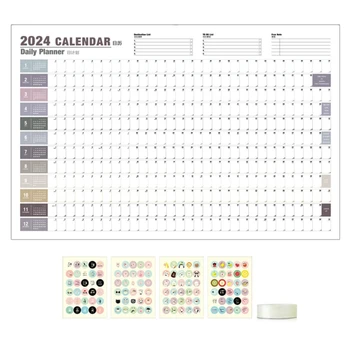 Годовой месячный календарь на 2024 год, календарь холодильника для планирования и расписания, линейные блоки доставки.