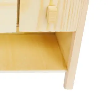Деревянный Мини-столик для Кукольного Домика 1:12, Мини-Шкаф с 2 Выдвижными Ящиками, Мебельный Орнамент