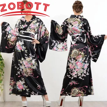 Женские пижамы в полный рост, хит продаж 2023, атласные пижамы-кимоно в традиционном японском стиле
