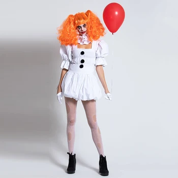 Женский костюм It от Стивена Кинга, костюм девушки Пеннивайз, костюм клоуна-террориста для взрослых женщин на Хэллоуин, нарядное вечернее платье