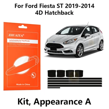 Защита Кромки Двери ZHUAIYA Дверная Ручка Чашка Защитная Пленка Для Краски TPU PPF Для Ford Fiesta ST 2019-2014 4D Хэтчбек