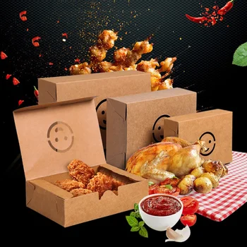 Индивидуальный продукт Обычная Квадратная Коробка для упаковки крафт-бургеров, Бутербродов, жареной курицы на вынос