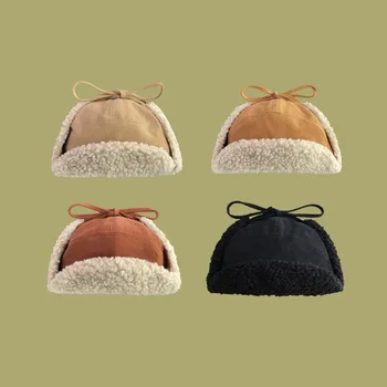 Корейская Версия Модной Новой Шляпы Универсальная Утолщенная Теплая Защита Ушей Lei Feng Hat Из Овечьей Шерсти, Летающая Шляпа, Женская Плюшевая Шапка-Бомбер