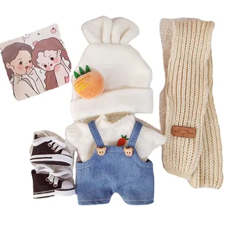 кукольная одежда 20 см Без атрибутов Хлопчатобумажный кукольный свитер Шапка-кролик Шарф Медвежонок Детская пара Подарок лучшему другу