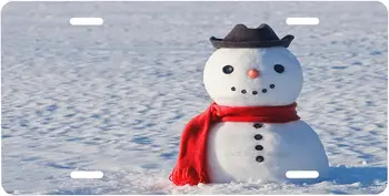 Милый Снеговик, номерной знак на снежном поле, передняя пластина, прочная автомобильная металлическая бирка для большинства автомобилей США Седан внедорожник 6x12 дюймов