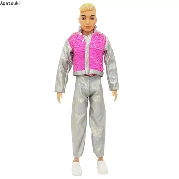 Модный комплект одежды Sliver для куклы Ken Boy, розовое пальто с блестками, куртка, брюки для куклы Ken Male, аксессуары для кукол 1/6, Детские игрушки