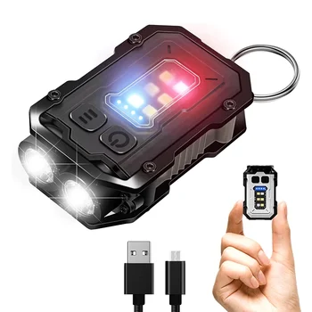 Мощный карманный фонарик Перезаряжаемый Супер Яркий светодиодный Многофункциональный фонарик Linterna Magnetic COB LED EDC Mini Keychain