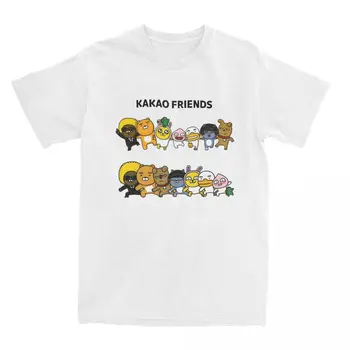 Мужская Женская футболка с забавными персонажами Kakao Friends, Корейская футболка из 100% хлопка, забавные футболки, летние