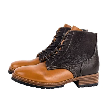 Мужские ботинки для побега контрастного цвета в американском ретро, мужские рабочие ботинки для высот, сшитые вручную, мужская обувь из натуральной кожи