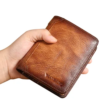 Мужской кошелек ManBang HOT из натуральной кожи, маленький мини-держатель для карт, мужской кошелек, карман в стиле ретро, высокое качество