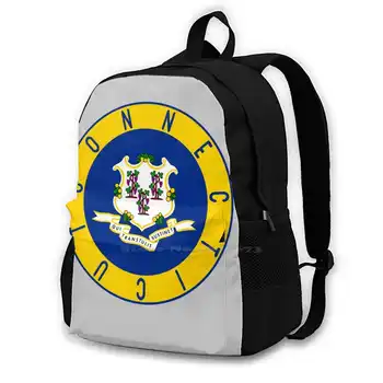 Наклейка с флагом, школьные сумки для девочек-подростков, дорожные сумки для ноутбуков, флаг, флаг Ct Conn, флаг Ct, сувенир, состояние дизайна, Состояние Ct