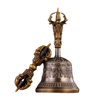 Непальский латунный Тибетский колокольчик Ручной работы, Ваджрный колокольчик и набор пестиков, Буддийские Тибетские колокольчики, Инструмент для медитации, звуковые Инструменты для исцеления