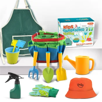 Новый набор инструментов для посадки в детском саду Лопата, грабли, корзина для цветов, сумка для сбора цветов, лейка, Перчатки, сумка для хранения в саду
