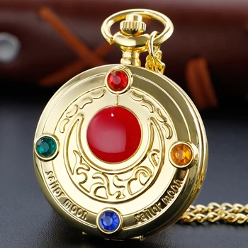 Новый стиль, золотые кварцевые карманные часы в морском стиле, ожерелье, подвеска Для женщин, подарок reloj mujer analogico