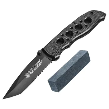 Нож со складным лезвием Mengoing Black Titanium Treatment, полностью из стали 440C, с ЧПУ, карманные уличные ножи, подарок для инструмента