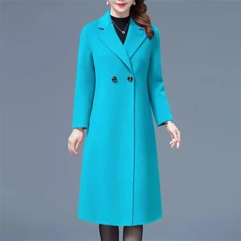 Осенне-зимнее двустороннее шерстяное пальто, женская мода, новые тонкие шерстяные пальто средней длины, темперамент, куртка, женская верхняя одежда