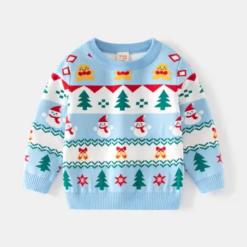 Осенний рождественский свитер для девочек и мальчиков, Рождественская одежда, Вязаный пуловер, вязаный свитер, свитер для детских вечеринок