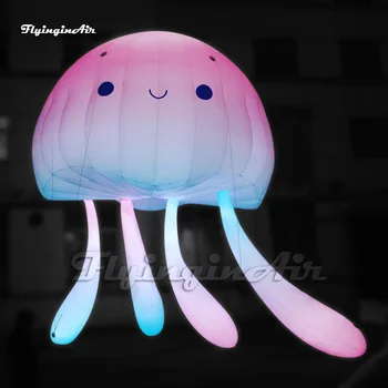 Потрясающая милая подвесная гигантская красочная надувная модель морского существа в виде медузы со светодиодной подсветкой для украшения вечеринки
