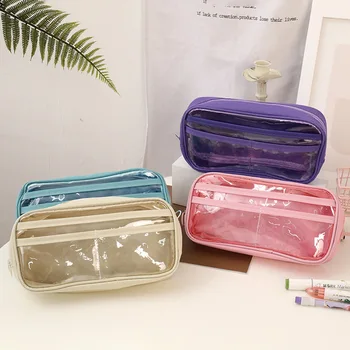 Прозрачный пенал ins Японская коробка для канцелярских принадлежностей Пенал большой емкости для младших школьников сумка для канцелярских принадлежностей