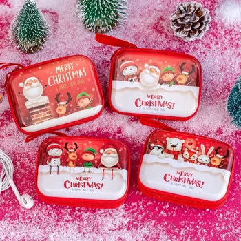 Рождественский кошелек для монет, детский маленький подарок, портативная мини-сумка на молнии, коробка для хранения монет и ключей, маленькая и портативная