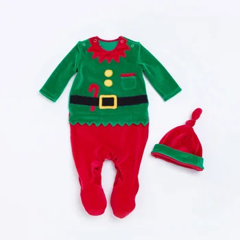 Рождественский наряд для мальчиков и девочек, комбинезон со шляпой, рождественский костюм для маленьких мальчиков, одежда 80 см от 12 до 24 месяцев